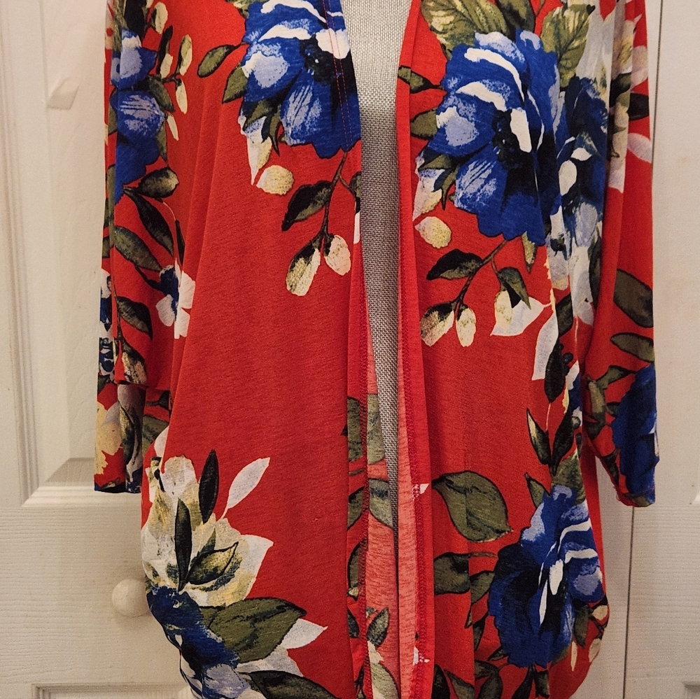 Lime n Chili Floral Red and Blue Women's Kimono